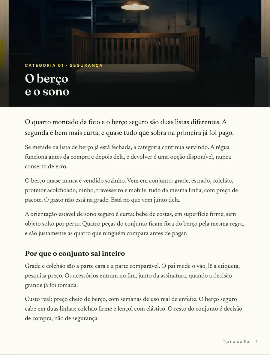 Abertura de categoria: Cada categoria abre em cena, começando pela regra do berço vazio